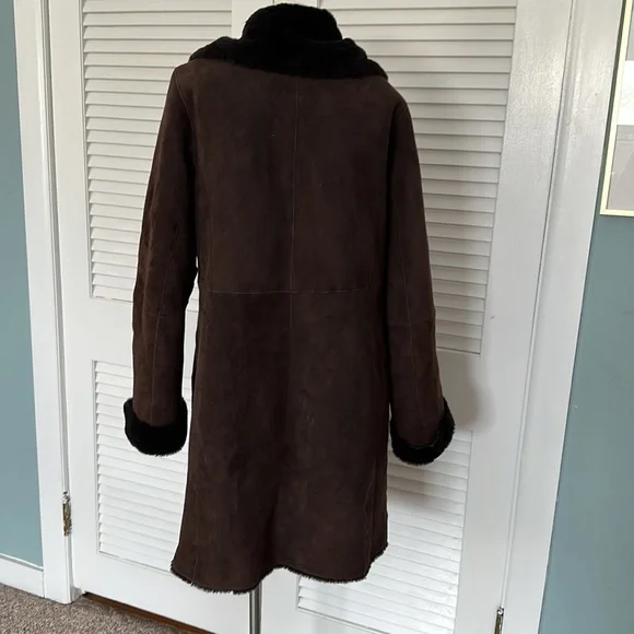 Cole Haan City lamb skin suede shearling lined jacket sz M
